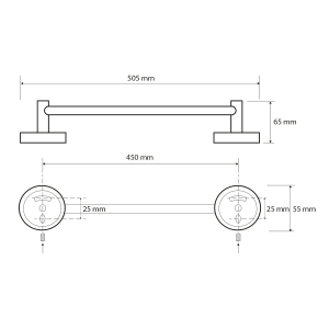 Sapho X-ROUND E držák ručníků 450mm, chrom XR408