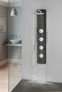 Polysan SPIRIT ROUND termostatický sprchový panel 250x1550mm, černá 71251