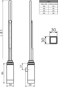 Sapho ONE topná tyč s termostatem, 300 W, chrom ONE-C-300