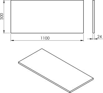 Sapho PLATO deska Rockstone 1100x24x500mm, bílá mat PL110-0101