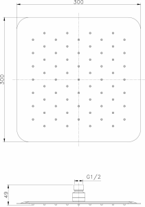 Sapho SLIM hlavová sprcha, 300x300mm, zlato mat SL101GB
