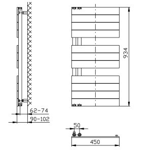 Aqualine MILI otopné těleso 450x934 mm, bílá DC600T