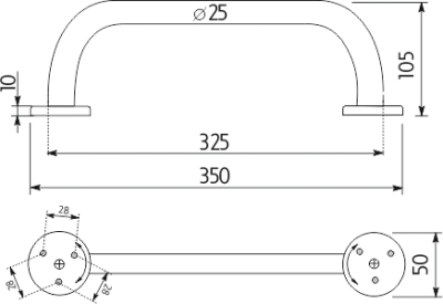 Nimco UNIX Madlo k vaně 350x25 mm UN 13035BM-V-26