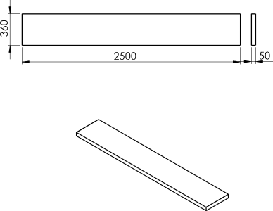Sapho AVICE deska pod umyvadlo 250x36cm, tl.5cm, cement AV2567