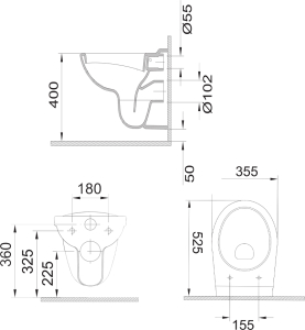 Mereo WC závěsné, RIMLESS, 530x355x360, keramické, vč. sedátka CSS124 VSD81S2