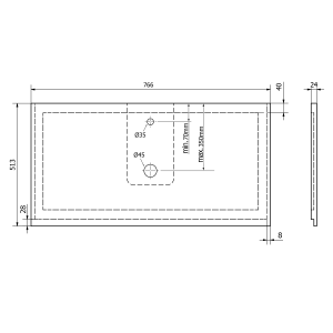 Sapho TREOS pracovní deska 766x513 mm, rockstone, bílá mat TX077-0101