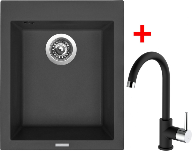 Granitový dřez Sinks CUBE 410 Nanoblack+MIX 35 Nanoblack G178N6