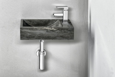 Sapho BLOK kamenné umývátko 40x22cm, baterie vpravo, antracit 2401-28