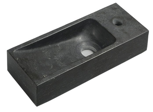 Sapho BLOK kamenné umývátko 38x14cm, baterie vpravo, antracit 2401-31