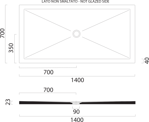 GSI Keramická sprchová vanička, obdélník 140x70x2cm, cenere mat 46140717
