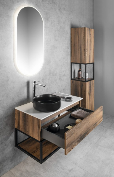 Sapho SKARA umyvadlová skříňka 100x50x45cm, černá mat/dub collingwood CG009-1919