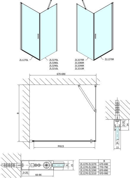 Polysan ZOOM čtvercový sprchový kout 700x700mm L/P varianta ZL1270ZL3270
