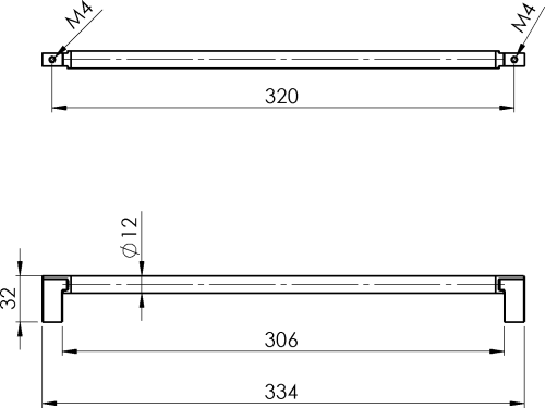 Sapho Kovová úchytka vroubkovaná, 334/320mm, černá mat 12462
