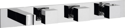 Sapho Podomítková termostatická sprchová/vanová baterie s držákem ruční sprchy, 2 výstupy, hranatá, chrom MB453