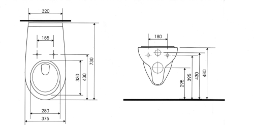 Sapho HANDICAP závěsná WC mísa prodloužená 37, 5x73cm, Rimless, bílá K670-002