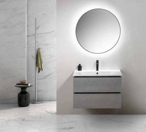 Sapho SHARON kulaté zrcadlo s LED podsvícením ø 80cm, černá mat 31255CI