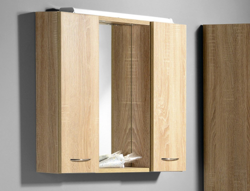 Aqualine ZOJA/KERAMIA FRESH galerka s LED osvětlením, 70x60x14cm, dub platin 45029