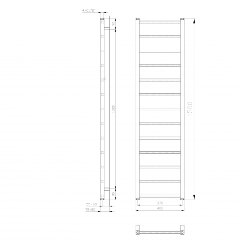 Sapho METRO LIGHT otopné těleso 400x1500 mm, bílá IR447T