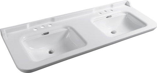 Kerasan WALDORF keramické dvojumyvadlo 150x55cm, 6 otvorů, bílá 4143K1-3
