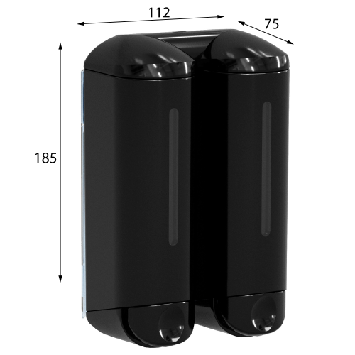 MARPLAST SHOWER MEDIUM dvojitý dávkovač tekutého mýdla, 2x250ml, černá A94803