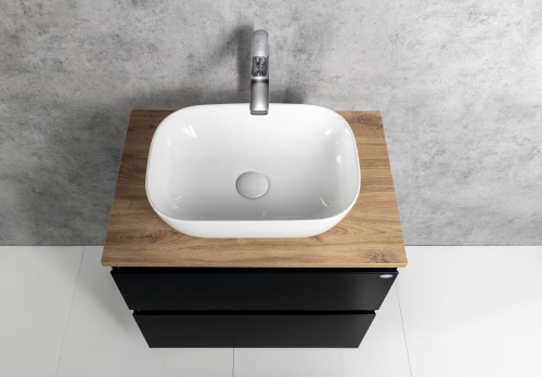 Aqualine ALTAIR skříňka s deskou 68 cm, černá mat/dub emporio AI670-01