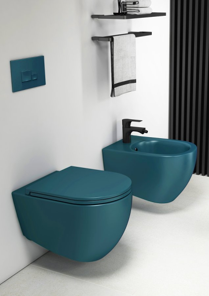 Isvea INFINITY závěsná WC mísa, Rimless, 36, 5x53cm, zelená petrol 10NF02004-2P