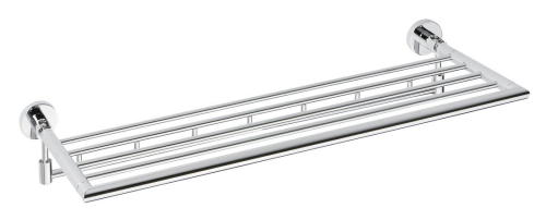Sapho X-ROUND polička na ručníky výklopná s háčky 600mm, chrom XR422