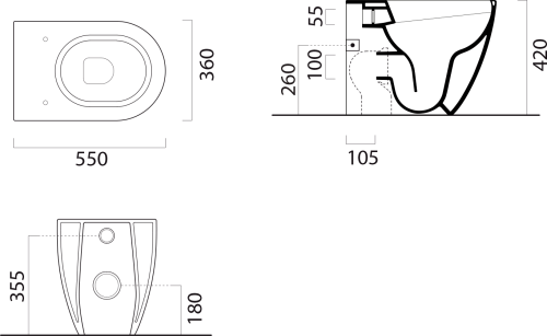 GSI PURA WC mísa stojící, Swirlflush, 36x55cm, spodní/zadní odpad, cenere dual-mat 880317