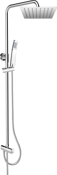 Mereo Sprchový set s tyčí, hadicí, ruční a talíř. hranatou sprchou, slim, nerez CB95001SS2