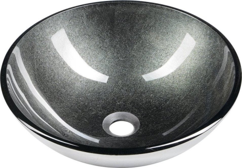 Sapho SKIN skleněné umyvadlo na desku Ø 42 cm, šedá metalická 2501-16