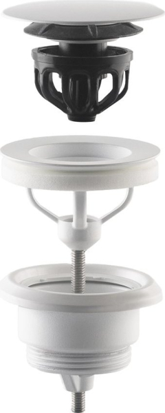 Omp Tea Umyvadlová výpust 5/4“, click-clack, velká zátka, 10-45mm, bílá mat 7532.310.5XD