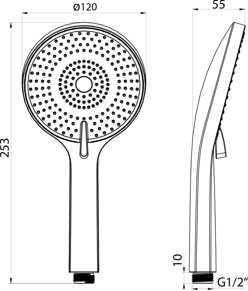 Sapho Ruční masážní sprcha, 3 režimy sprchování, silikon trysky, průměr 120mm, ABS/černá mat SK879B