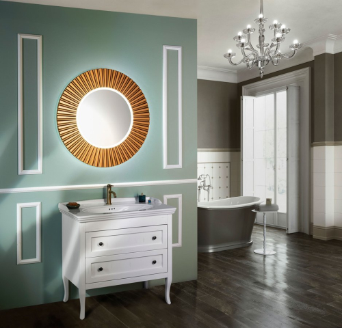 Sapho PRIDE kulaté zrcadlo s LED osvětlením v rámu ø 75cm, bronz PD754