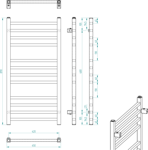Sapho METRO otopné těleso 450x890 mm, černá mat IR400TB