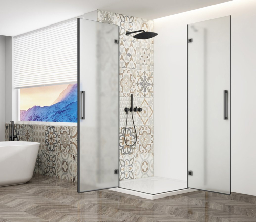 Gelco TRINITY BLACK obdélníkový sprchový kout 1000x800mm, rohový vstup, matné sklo GT2280-10M-B