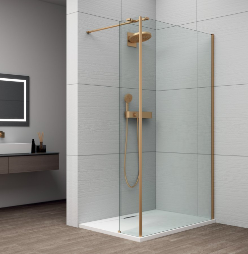 Polysan ESCA GOLD MATT jednodílná sprchová zástěna k instalaci ke stěně, sklo čiré, 1500 mm ES1015-04
