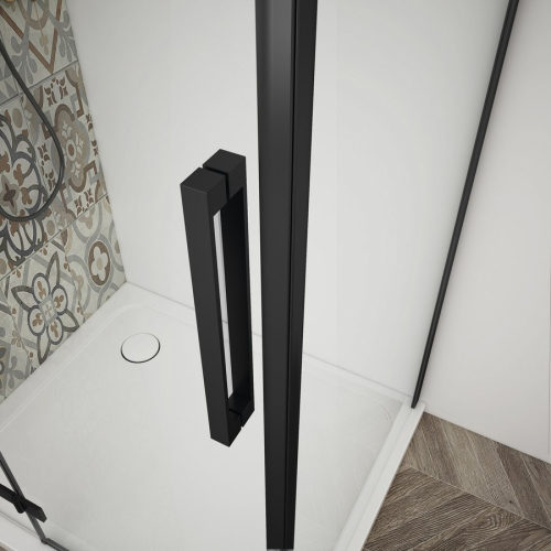Gelco TRINITY BLACK čtvercový sprchový kout 800x800mm, matné sklo, levé GT5680-80ML-B