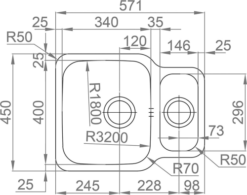 Nerezový dřez Sinks DUO 571.1 V 1,0mm otočný leštěný RDDUL57145011V