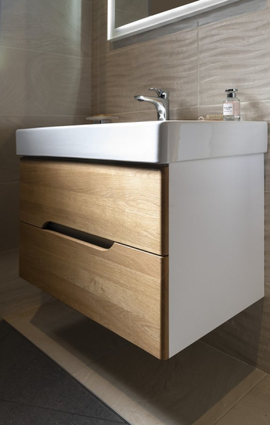 Sapho Koupelnový set MEDIENA 80, bílá mat/dub natural KSET-045