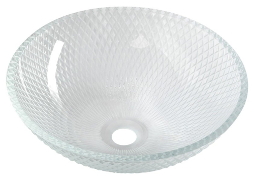 Sapho PUKETA skleněné gravírované umyvadlo na desku Ø 42 cm, čirá TY165