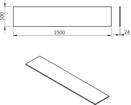 Sapho PLATO deska Rockstone 2500x24x500mm, bílá mat PL250-0101