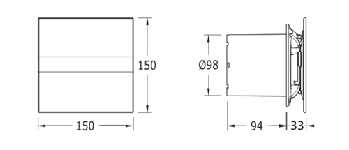 Cata E-100 GTH koupelnový ventilátor axiální s automatem, 4W/8W, potrubí 100mm, bílá 00900200