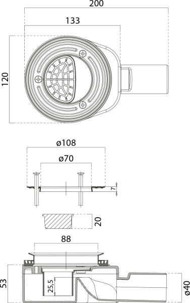 GSI Vaničkový sifon, průměr 90mm, DN40, nízký, krytka bílá mat PILDSR209