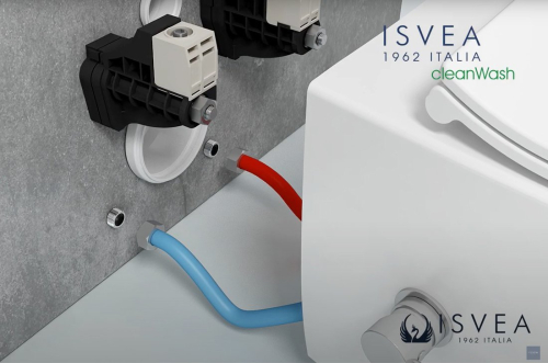 Isvea INFINITY CLEANWASH závěsná WC mísa, integrovaná baterie a bidet. sprška, Rimless, 36, 5x53cm, bílá 10NFS1005I