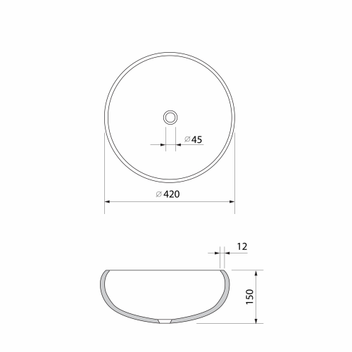 Sapho GAVIOTA skleněné gravírované umyvadlo na desku Ø 42cm, černá TY306
