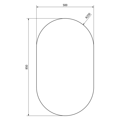 Aqualine Zrcadlo s broušenou hranou oválné 50x85cm, CU free 22504