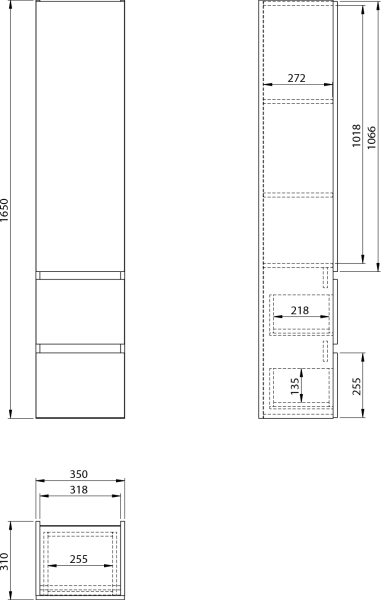 Aqualine PANEDA STRIP skříňka vysoká 35x165x31cm, levá/pravá, dub emporio PN265