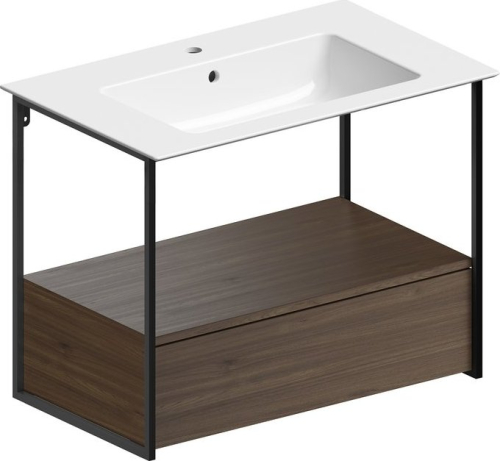 GSI PURA konstrukce pod umyvadlo 82, 6x46cm, černá mat/ořech MSAP82N