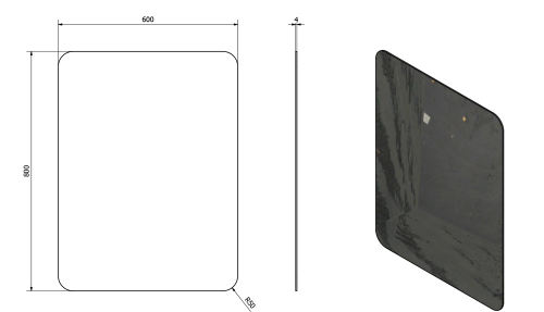Sapho ISHAPE zrcadlo s broušenou hranou 60x80cm, zakulacené rohy, CU free AG468