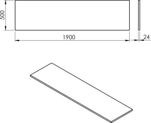 Sapho PLATO deska Rockstone 1900x24x500mm, bílá mat PL190-0101
